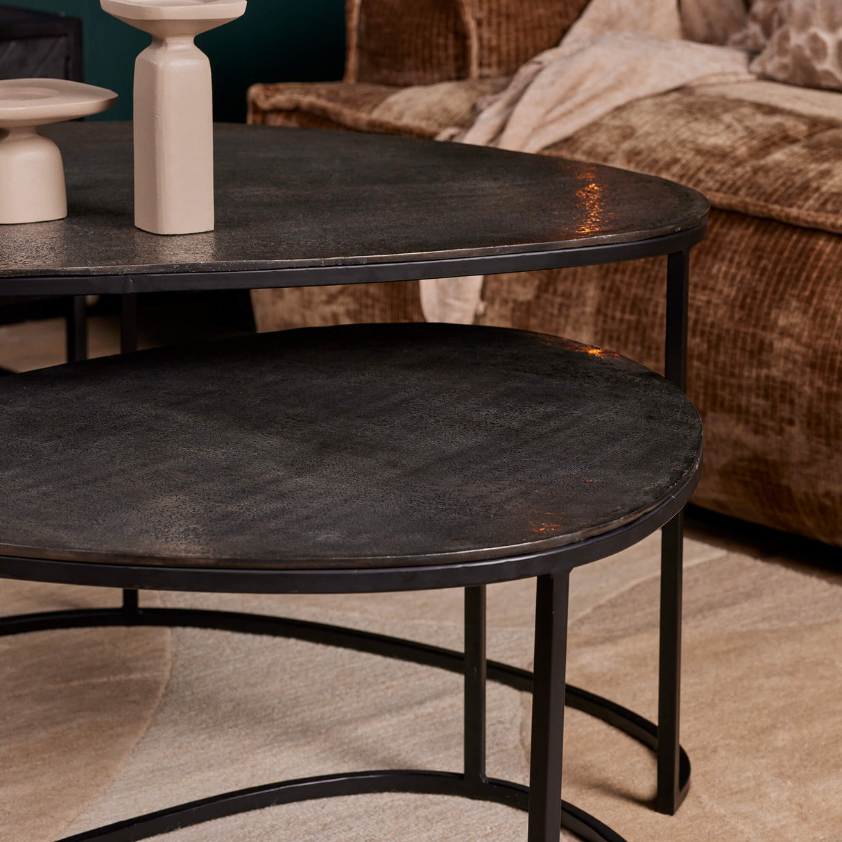 Salontafel set - Zwart - Aluminium - IJzer - 65 cm - Druppelvorm