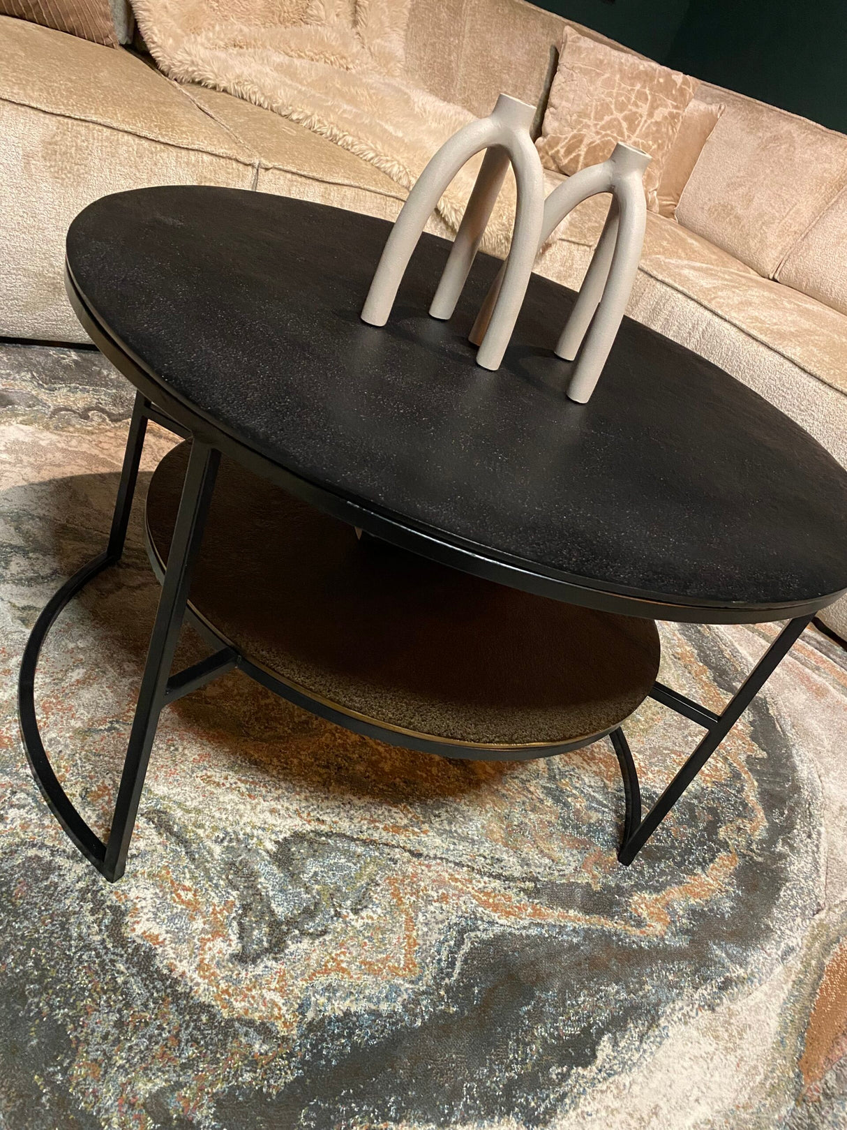 Salontafel - Goud - Zwart - Aluminium - IJzer - 80 cm - Rond