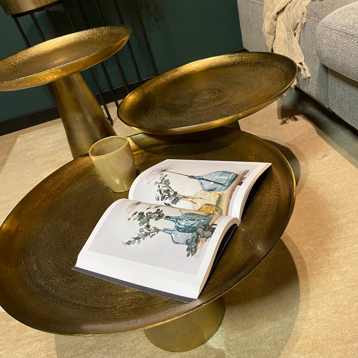 Salontafel - Goud - Aluminium - 60 cm - Rond - Kegelvoet