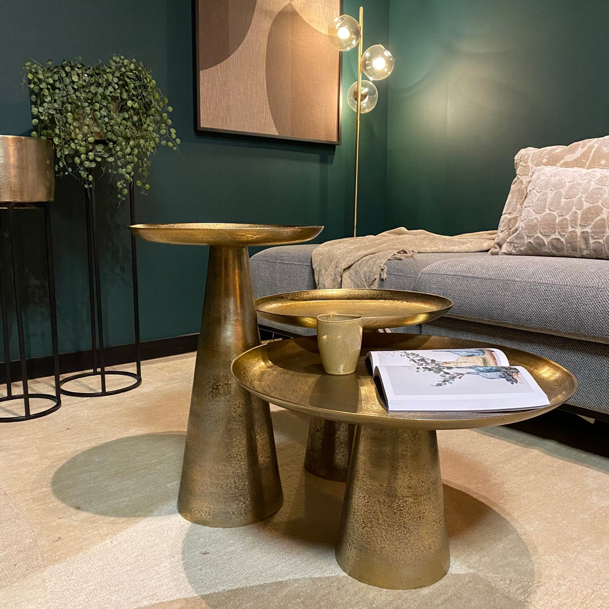 Salontafel - Goud - Aluminium - 60 cm - Rond - Kegelvoet