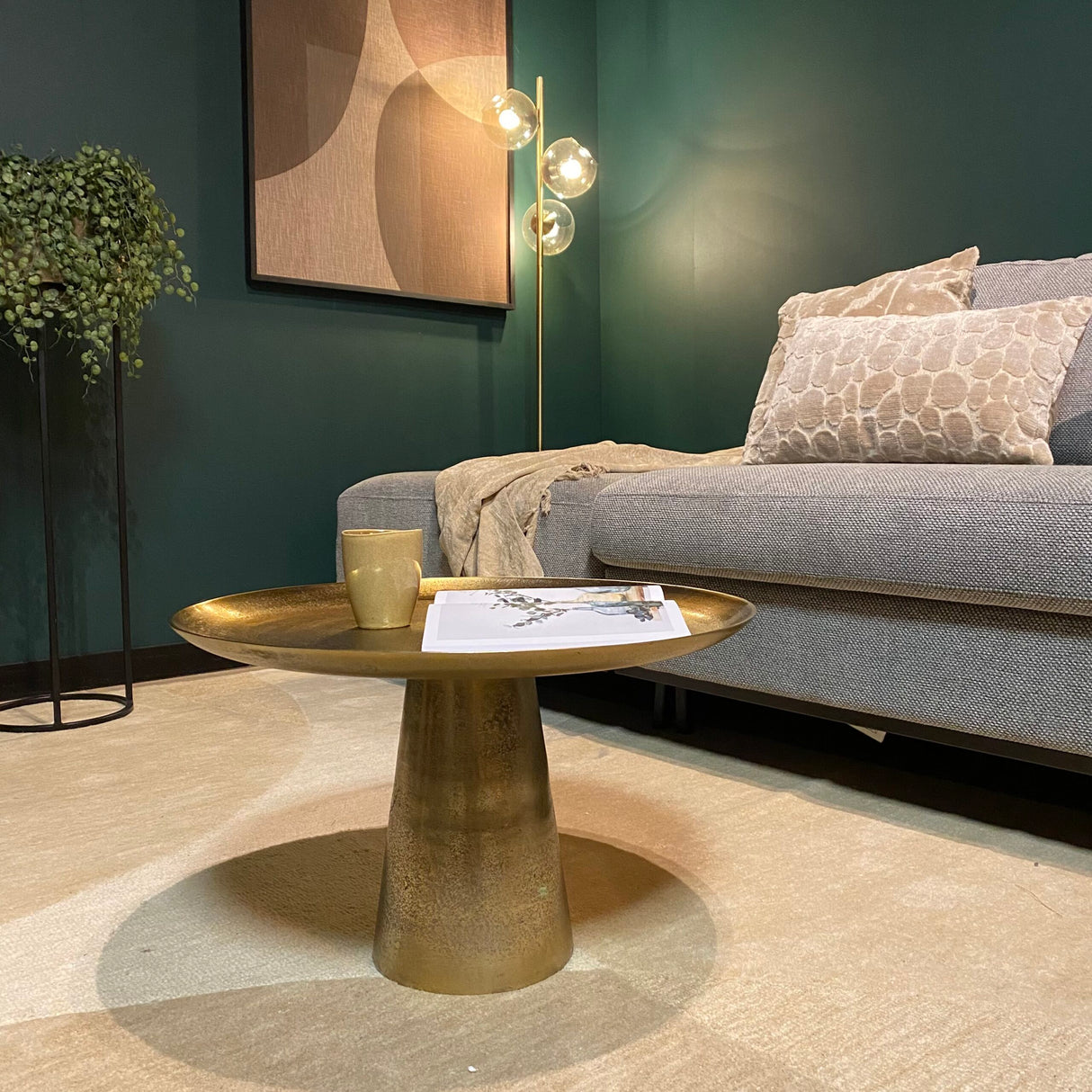 Salontafel - Goud - Aluminium - 60 cm - Rond - Kegelvoet