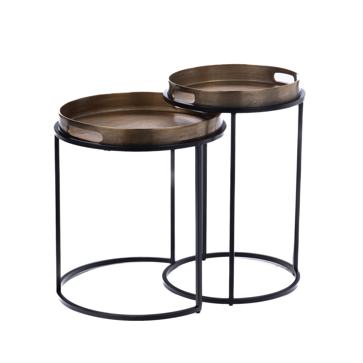 Ronde Bijzettafel Set Brons Aluminium - Tray Design - Set van 2