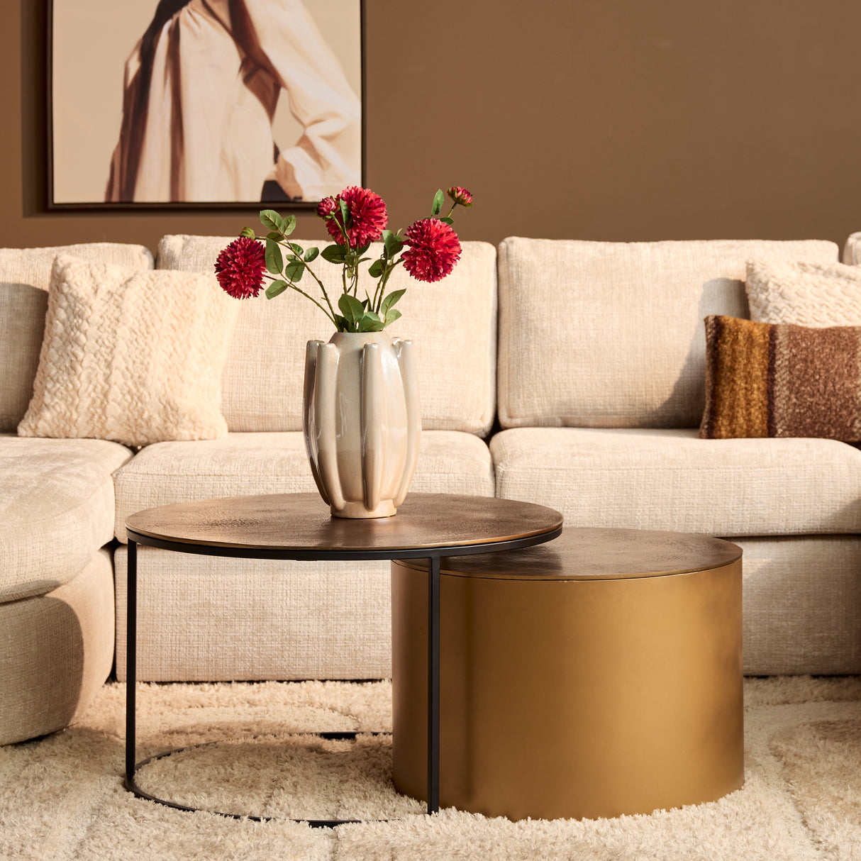Ronde Salontafel Set Goud Aluminium - Set van 2 - Modern Design