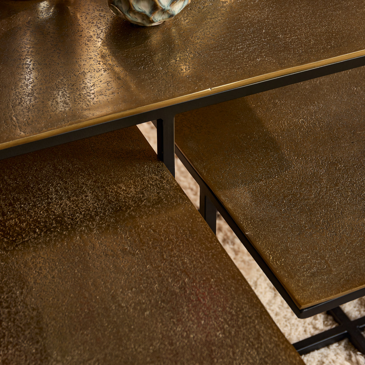 Salontafel Set van 3 - Brons Aluminium - Vierkant - Industrieel