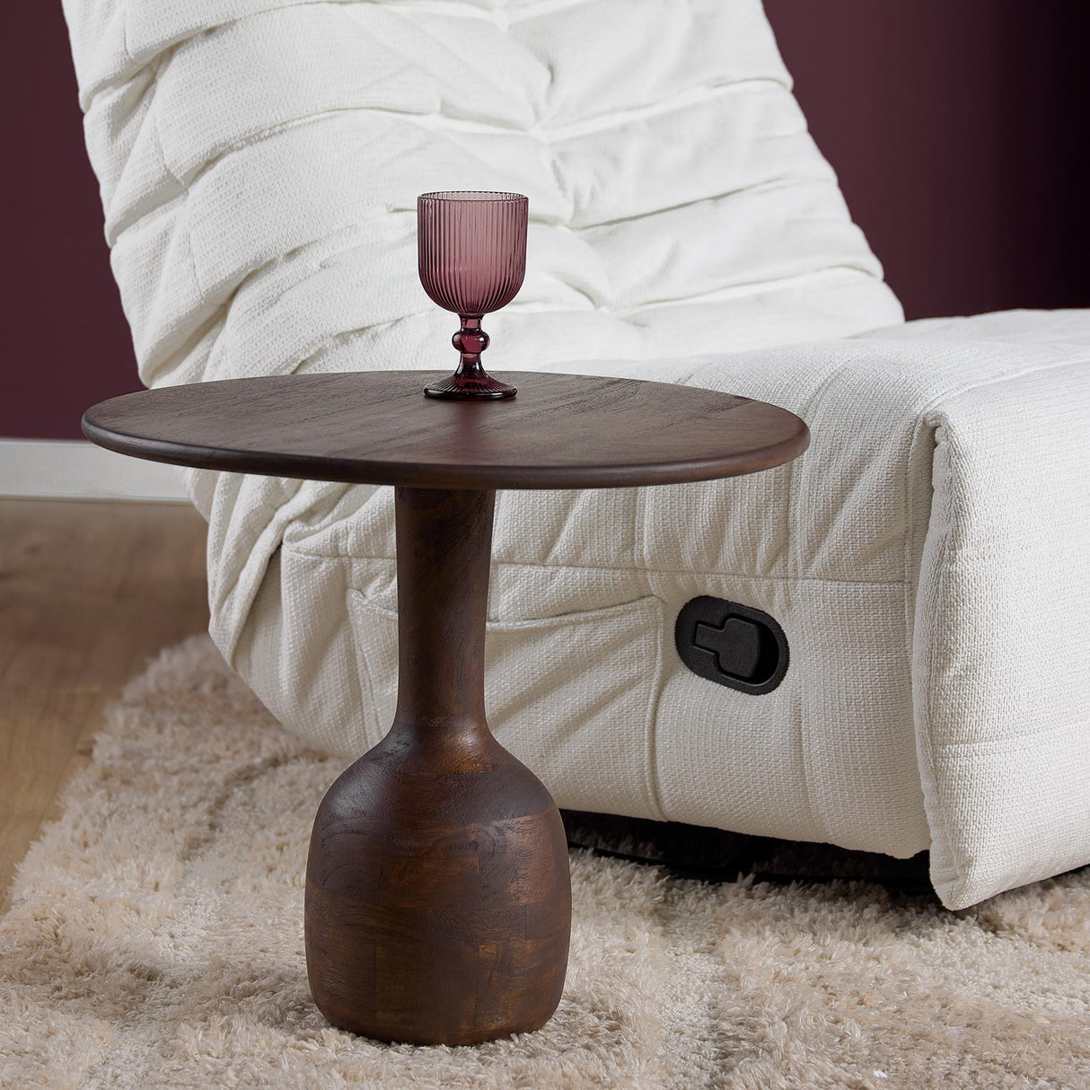 Ronde Bijzettafel - 50 cm - Bruin Mangohout - Modern Kelkdesign