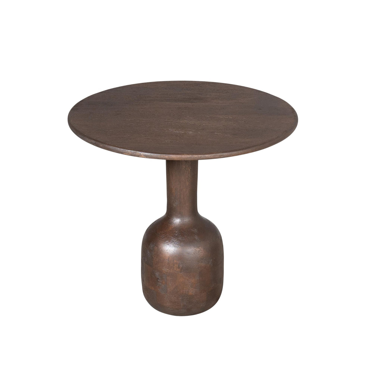 Ronde Bijzettafel - 50 cm - Bruin Mangohout - Modern Kelkdesign