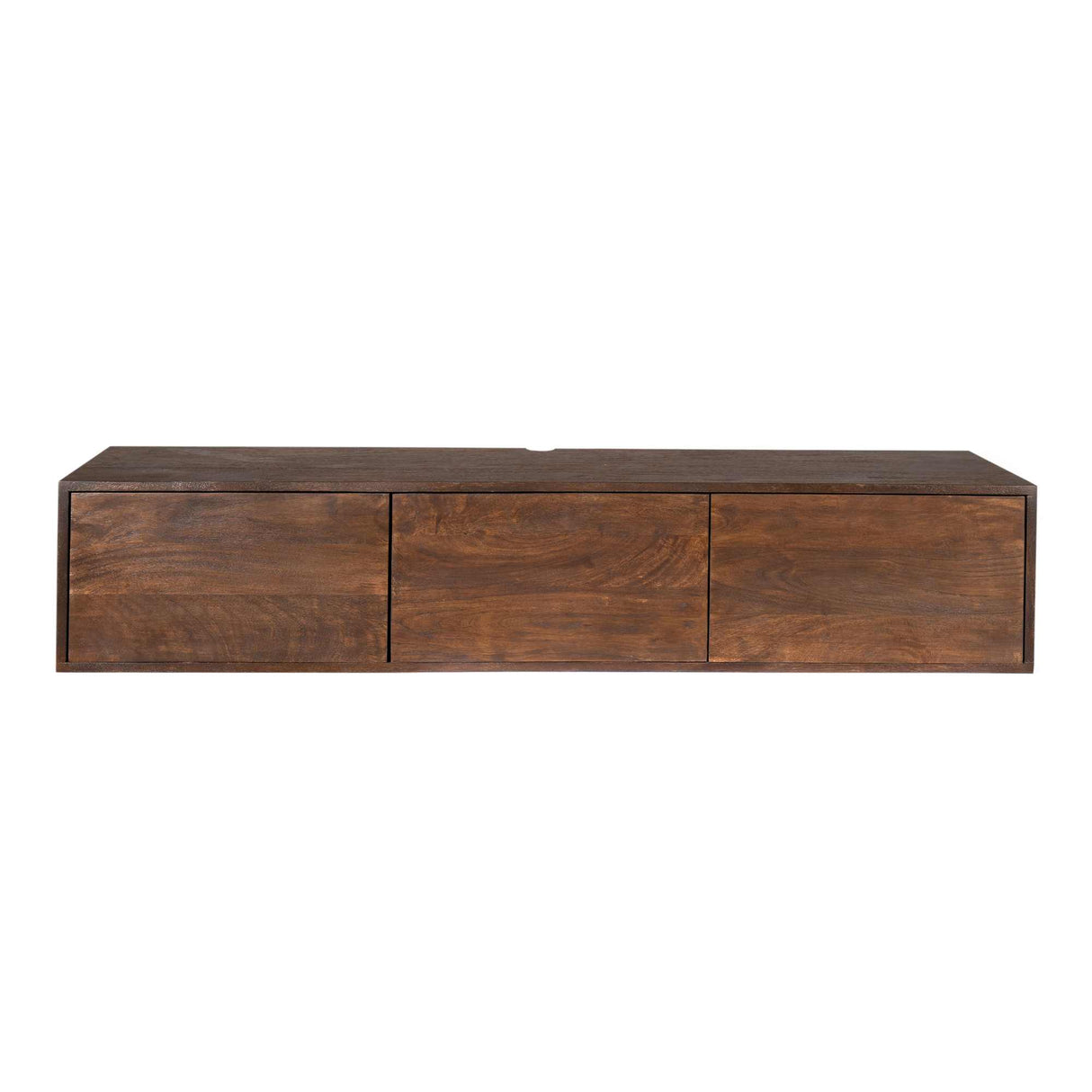 Zwevend TV-meubel - 160 cm - Bruin Mangohout - Greeploos - Push-to-Open