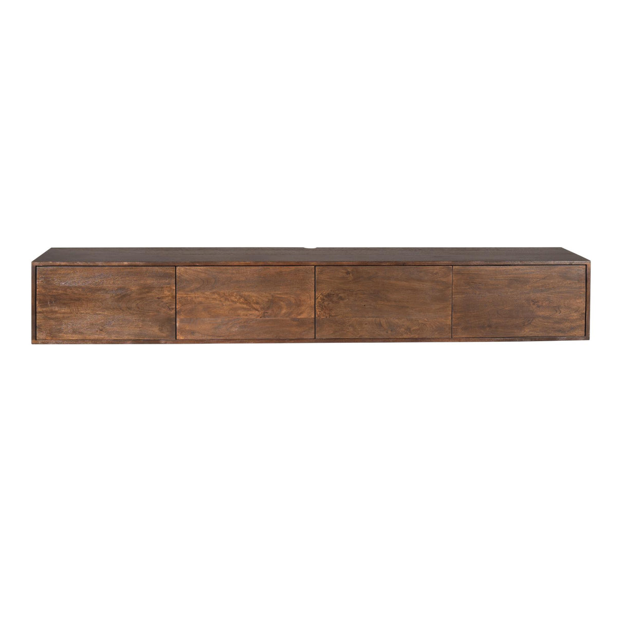 Zwevend TV-meubel - 240 cm - Bruin Mangohout - Greeploos - Push-to-Open