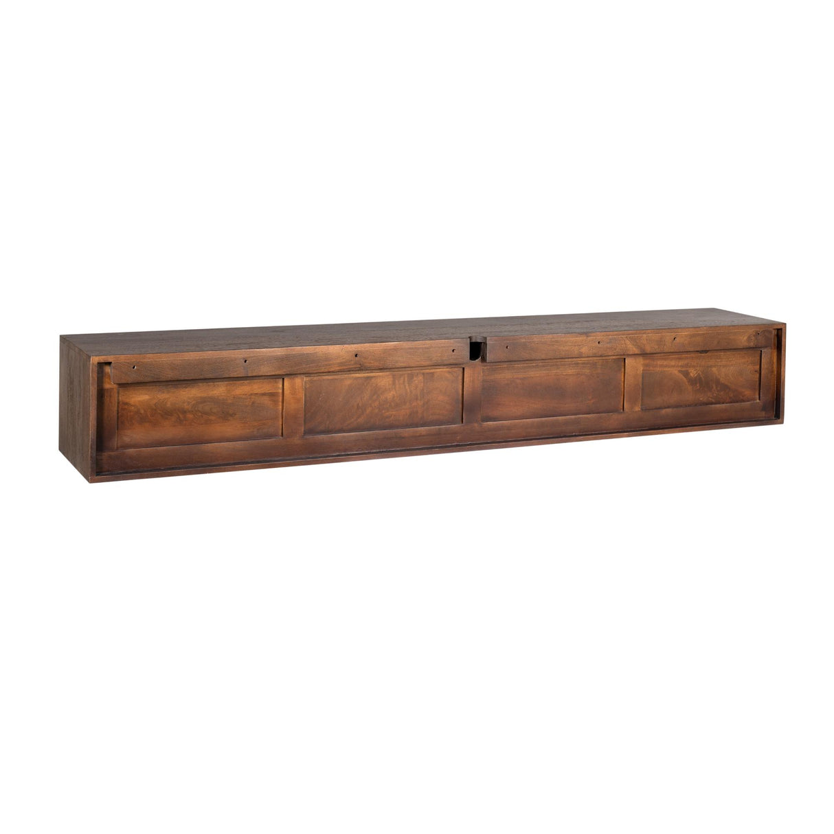 Zwevend TV-meubel - 240 cm - Bruin Mangohout - Greeploos - Push-to-Open