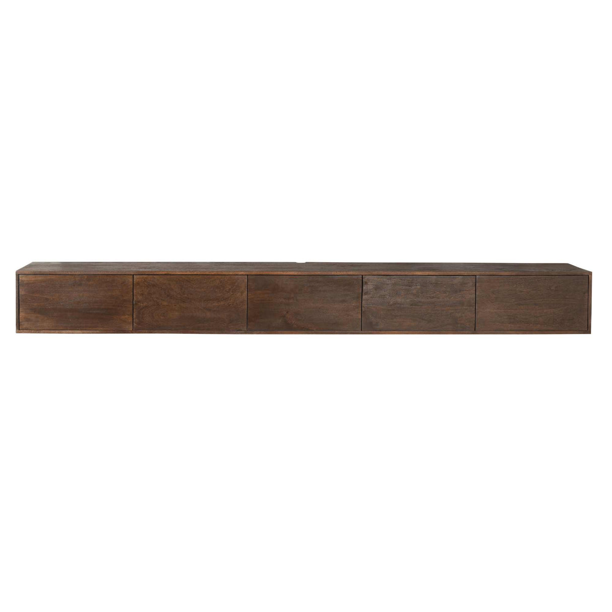 Zwevend TV-meubel - 280 cm - Bruin Mangohout - Greeploos - Push-to-Open