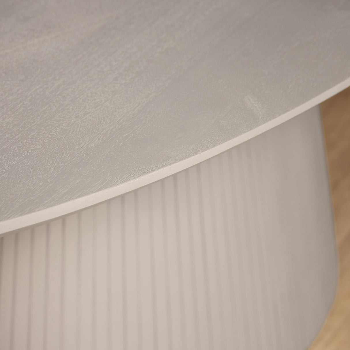Ovale Eettafel - Taupe Mangohout - 240 cm - Lattenpatroon op Zuilpoot