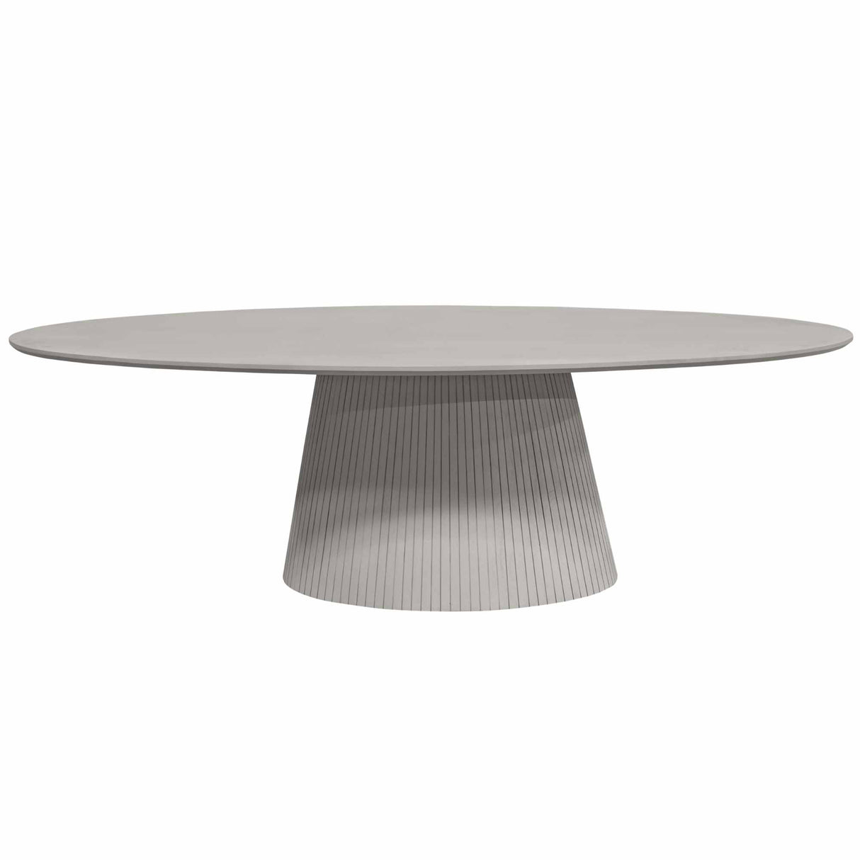 Ovale Eettafel - Taupe Mangohout - 240 cm - Lattenpatroon op Zuilpoot