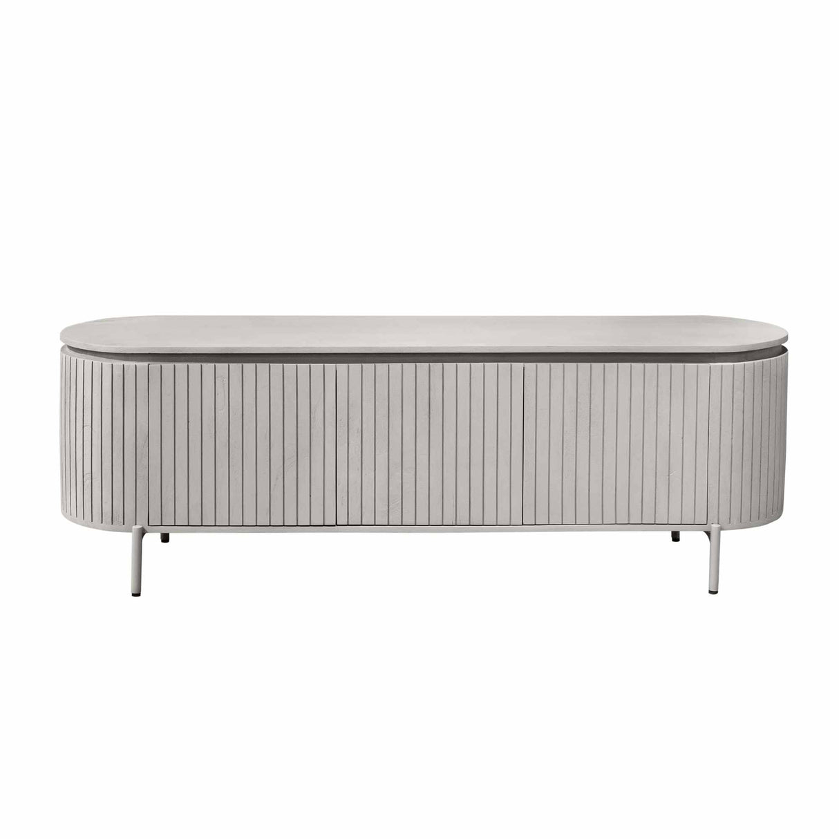 Tv-meubel - Taupe Mangohout - 165 cm - Verticaal Lattenpatroon