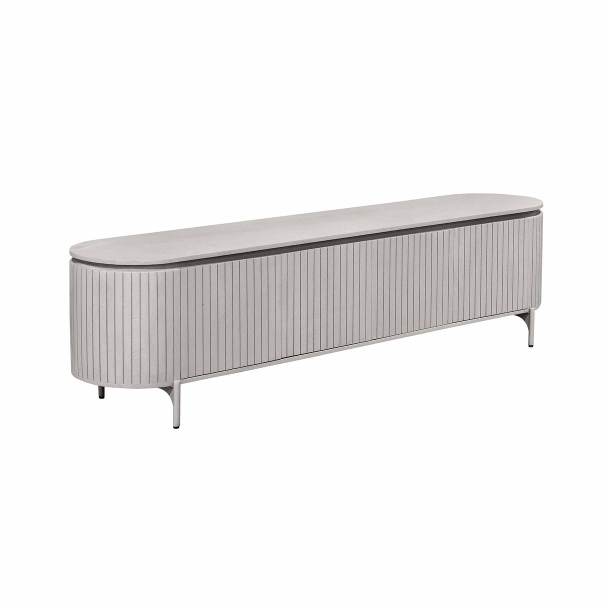 Tv-meubel - Taupe Mangohout - 210 cm - Verticaal Lattenpatroon
