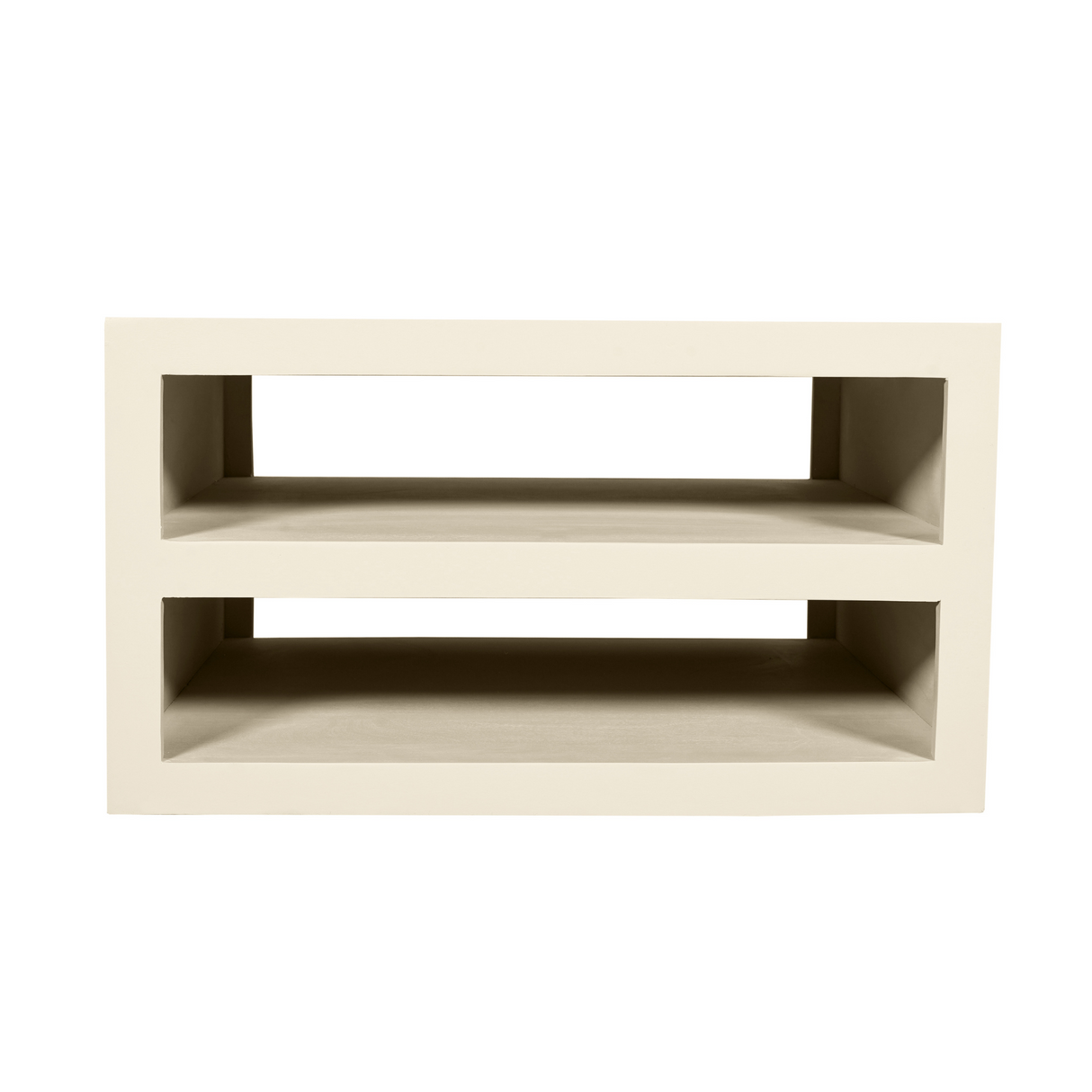 Vierkante Salontafel - Zand Mangohout - 80 cm - Modern Blokdesign met Dubbel Opbergvak