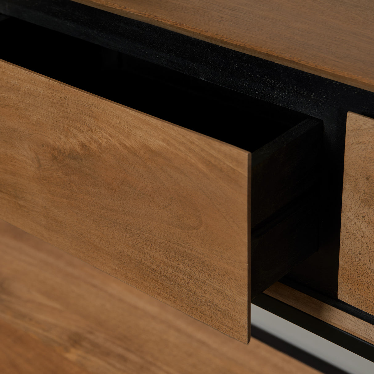 Sidetable Naturel Mangohout - 150 cm - 3 Greeploze Lades en Legplank