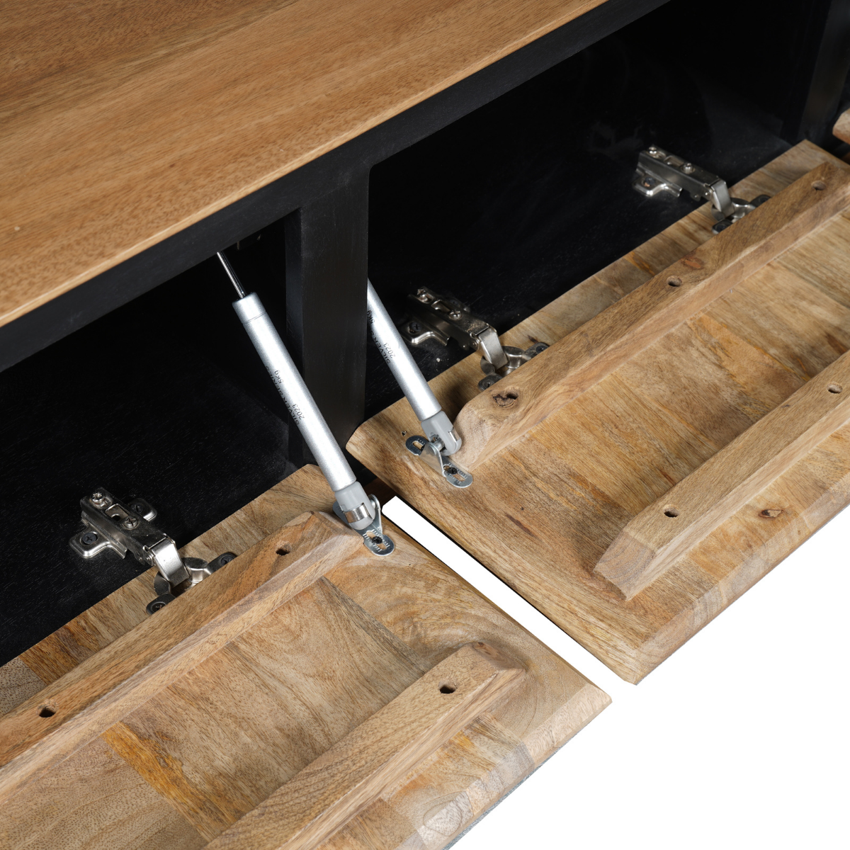 Sidetable Naturel Mangohout - 180 cm - 4 Greeploze Lades en Legplank