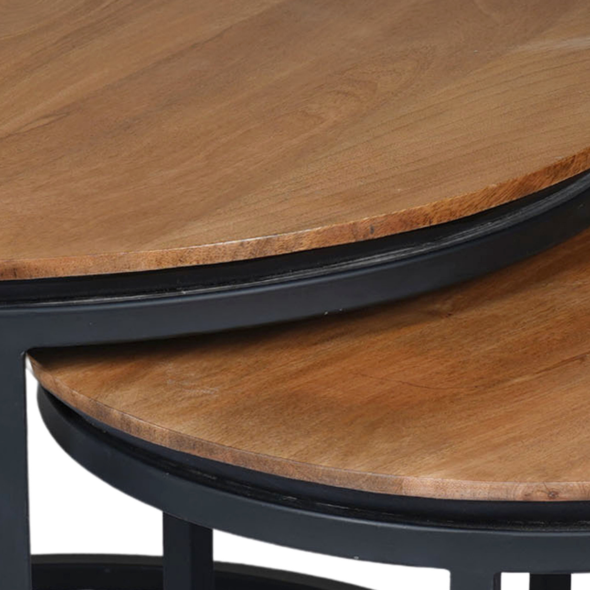 Ronde Salontafel Naturel Mangohout - Set van 3 - 70 cm