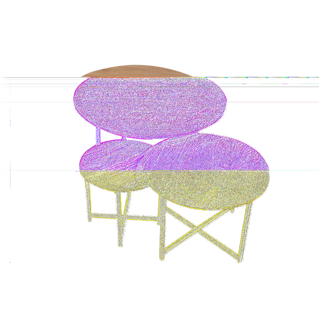 Ronde Salontafel Naturel Mangohout - Set van 3 - 70 cm