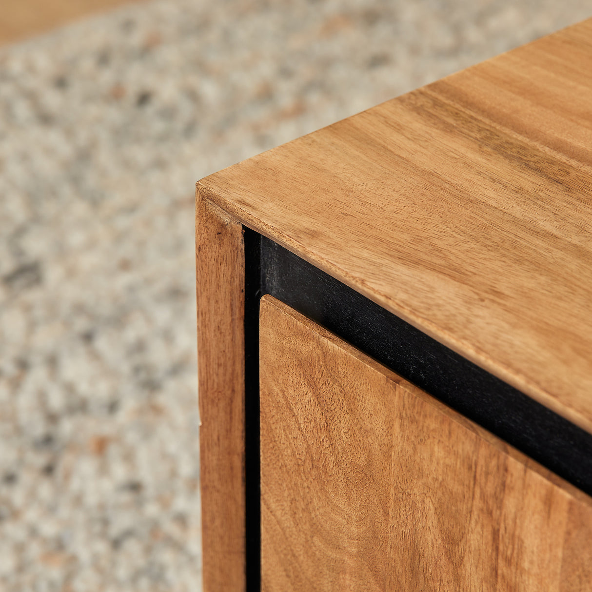 Bijzettafel Naturel Mangohout - 60 cm - Vierkant met Opbergvak