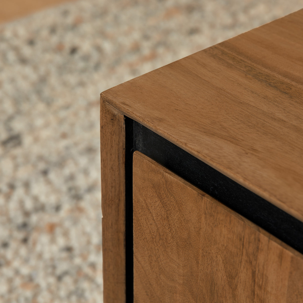 Bijzettafel Naturel Mangohout - 60 cm - Vierkant met Opbergvak