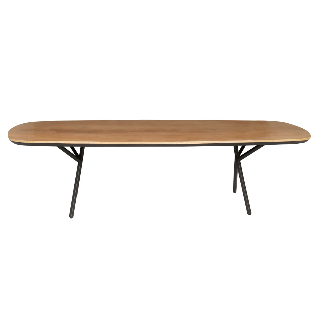Eettafel - 200 cm - Naturel Mangohout - Zwarte Metalen U-poot