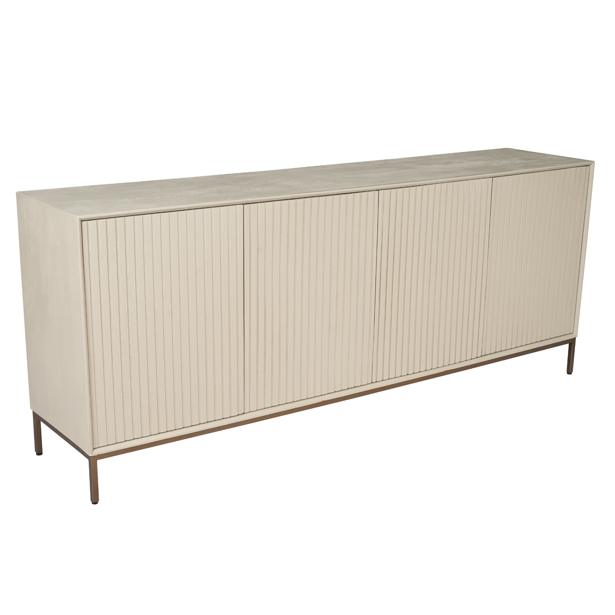 Dressoir - Zand Mangohout - 4 Deuren met Lattenpatroon - 210 cm