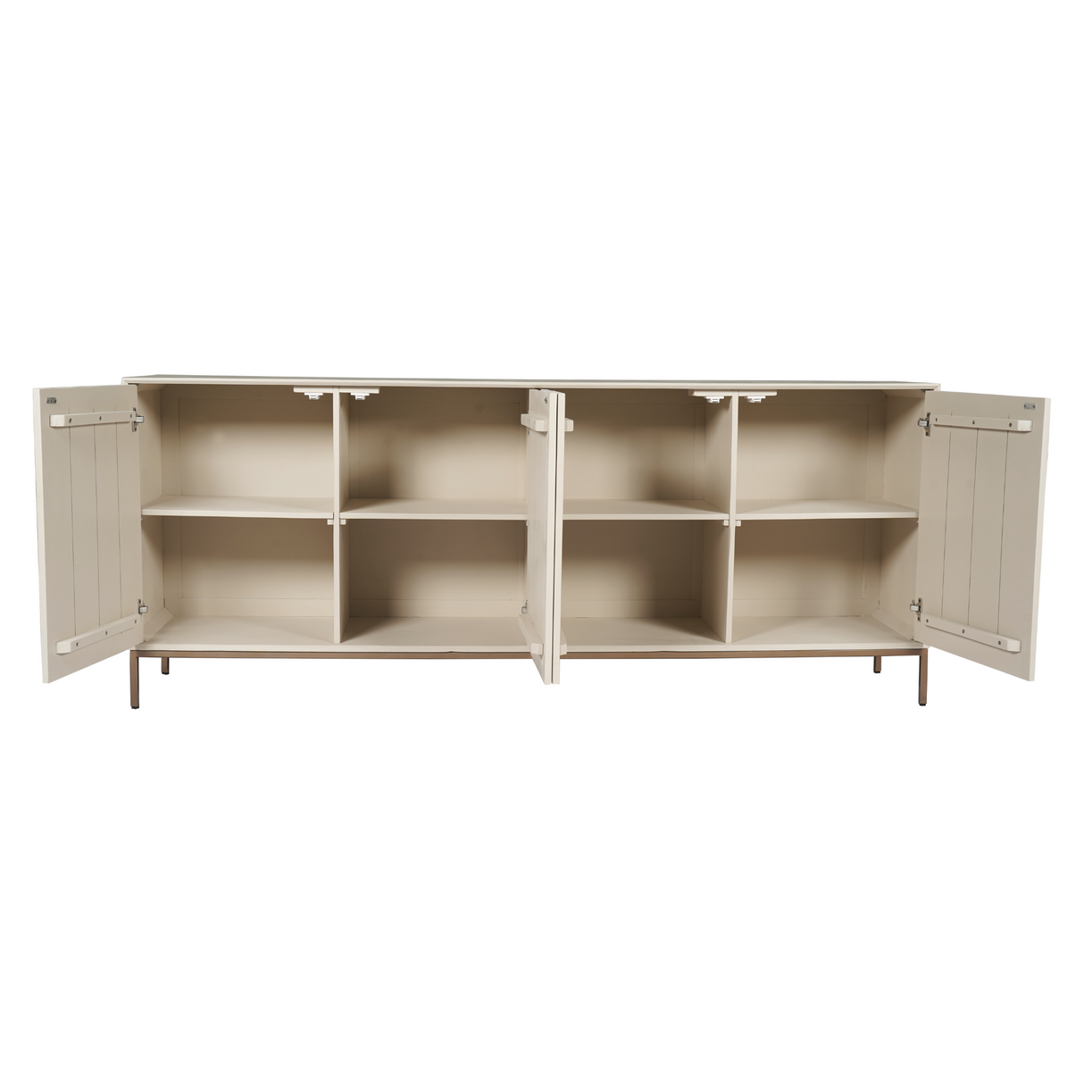 Dressoir - Zand Mangohout - 4 Deuren met Lattenpatroon - 210 cm