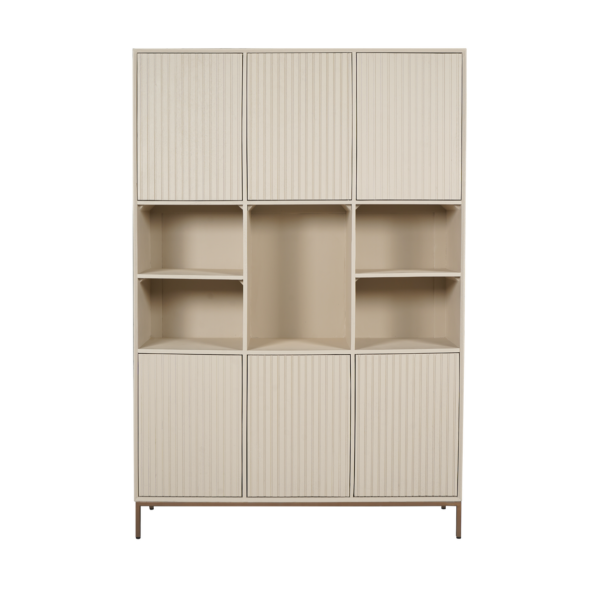 Vakkenkast XL - Zand Mangohout - 6 Deuren & 5 Vakken - 135 cm