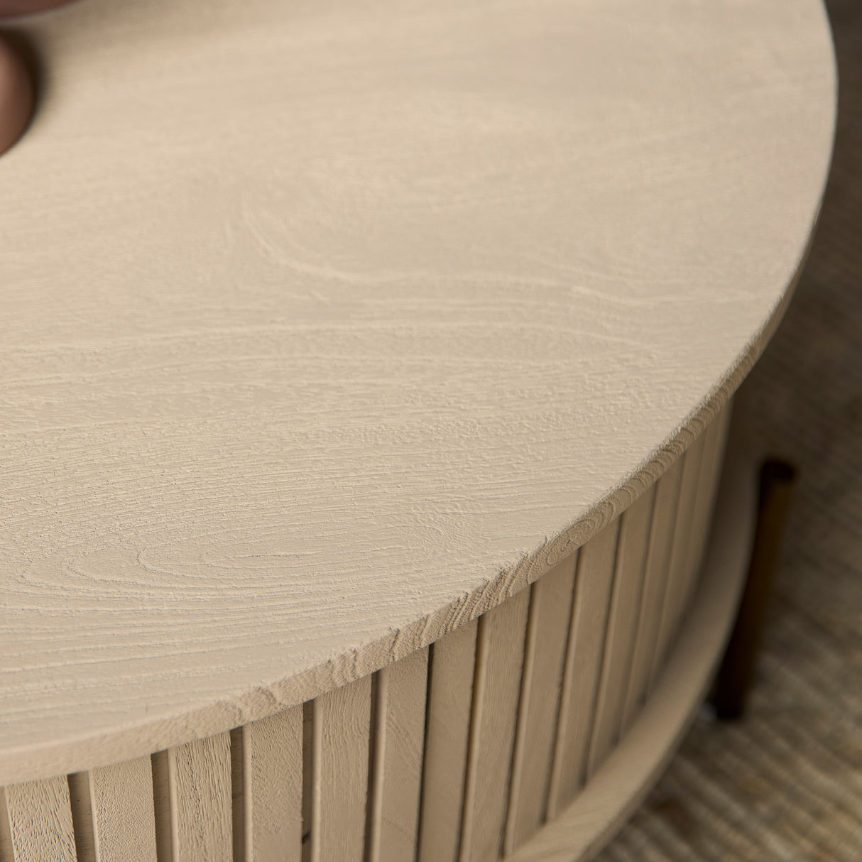 Salontafel Rond - Zand Mangohout - Modern Design met Lades - 80 cm
