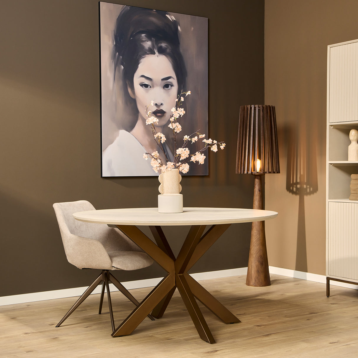Eettafel Rond - Zand Mangohout - Modern Design - 150 cm
