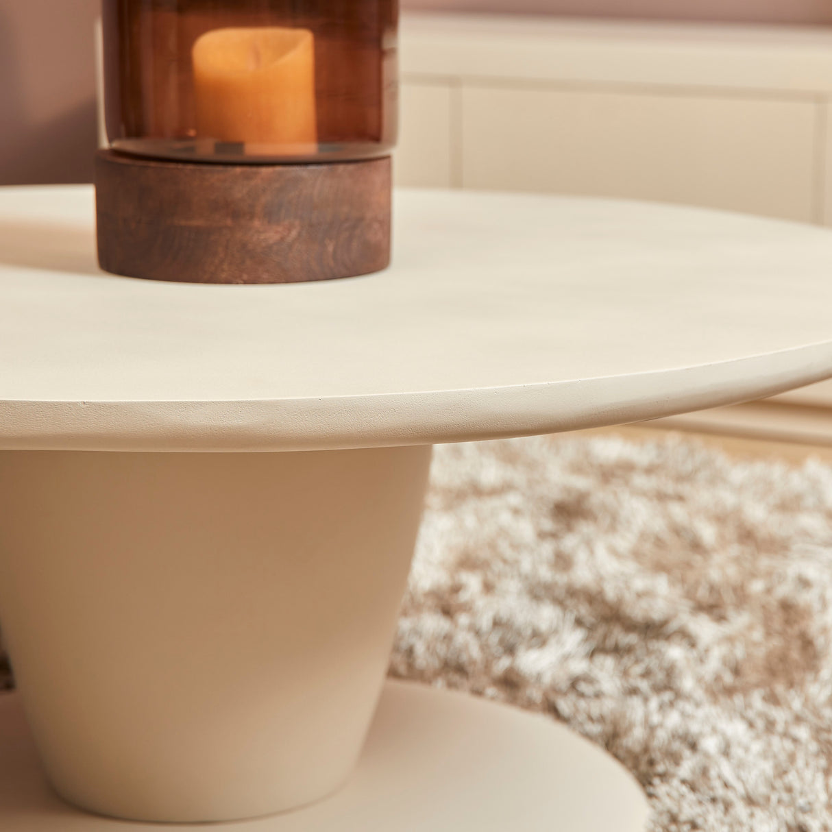 Ronde Salontafel Zand Mangohout - 90 cm - Sculpturaal Design