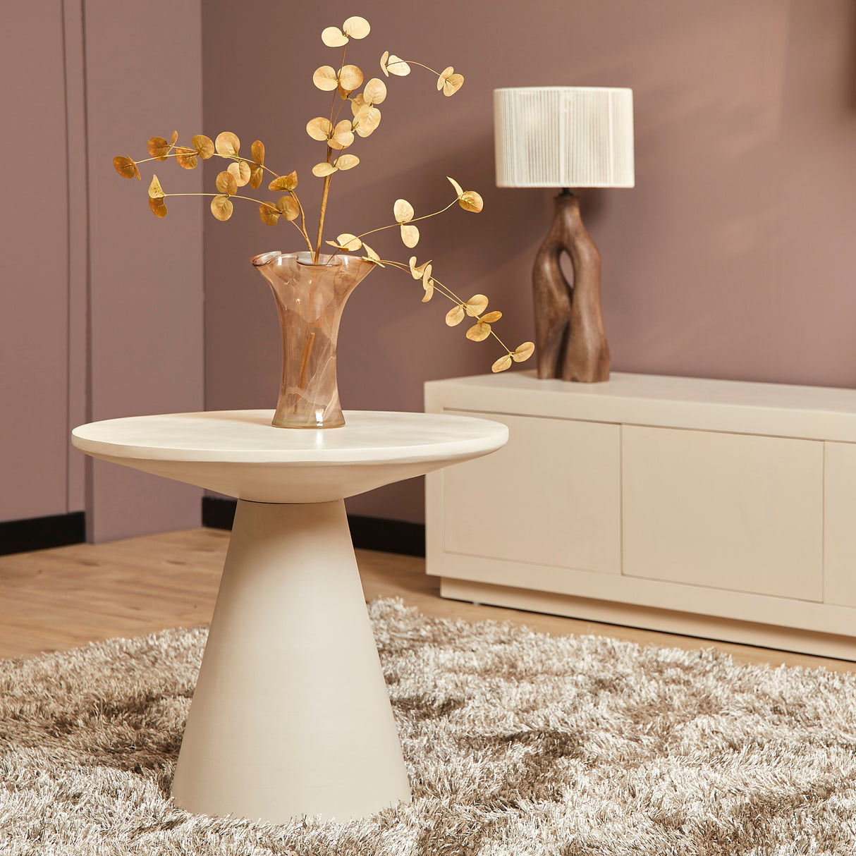 Ronde Salontafel Zand Mangohout - 60 cm - Sculpturaal Design
