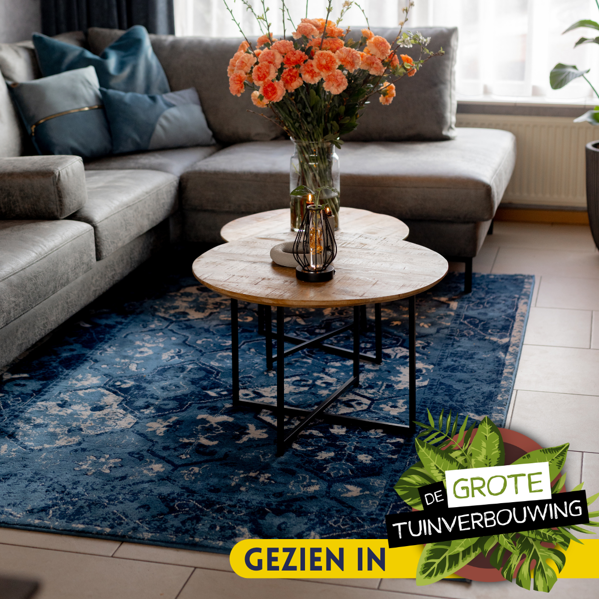 Salontafel-set - Naturel - Mangohout - 2-delig - 70 cm