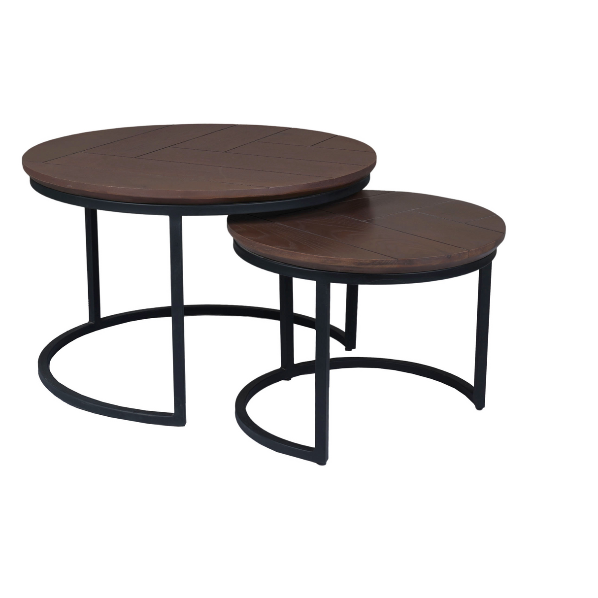 Ronde Salontafel Walnoot Mangohout - 37 cm - Modern Driepoot Design