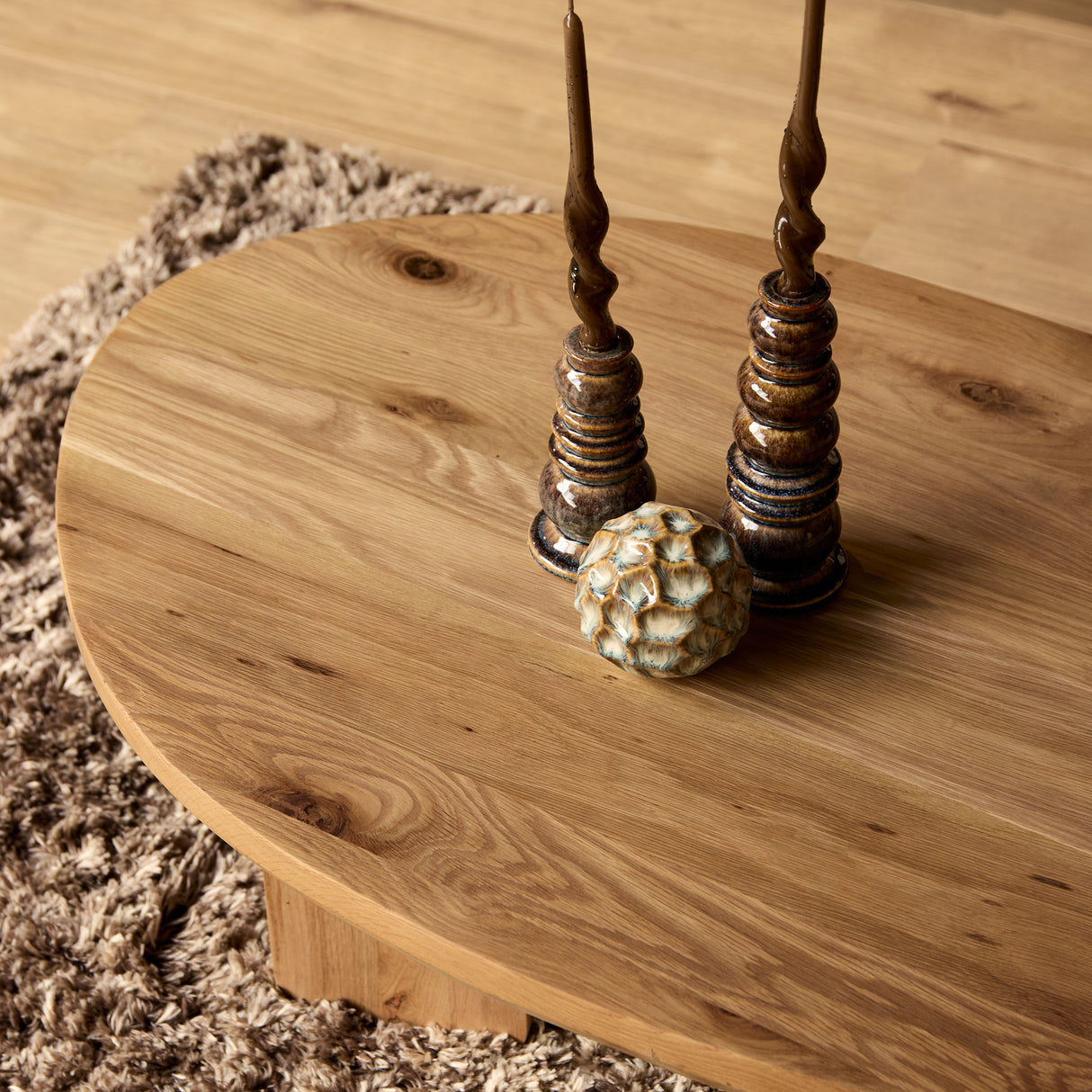 Salontafel - Naturel Eikenhout - 130 cm - Organisch Driehoekig Design