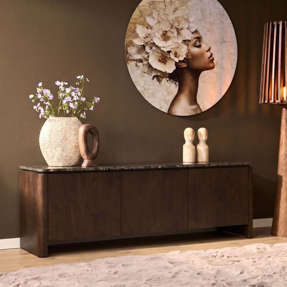 Tv meubel Dallas Bruin Mangohout 165 cm