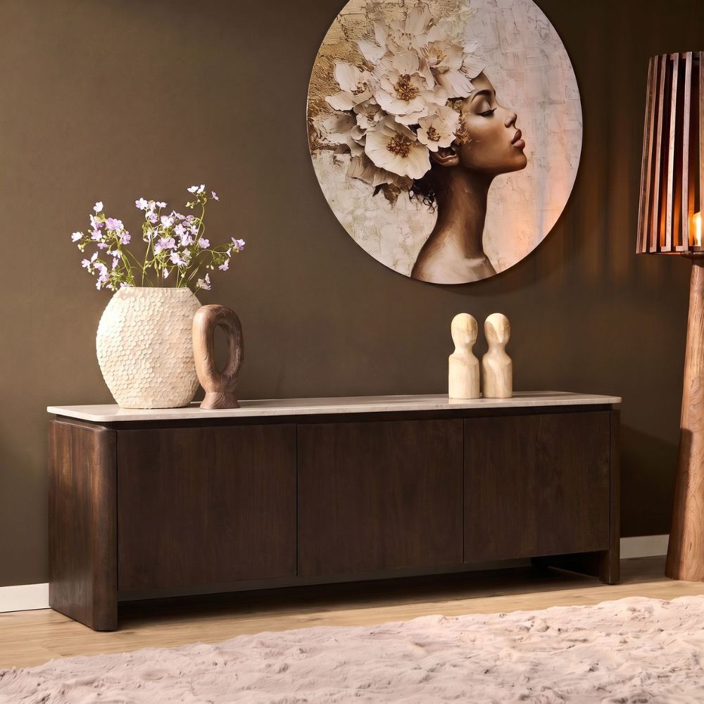 Tv meubel Dallas Bruin Mangohout 165 cm