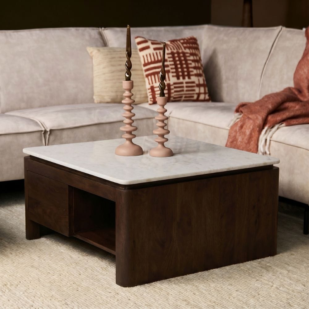 Vierkante Salontafel Dallas Bruin Mangohout 80 cm Starfurn