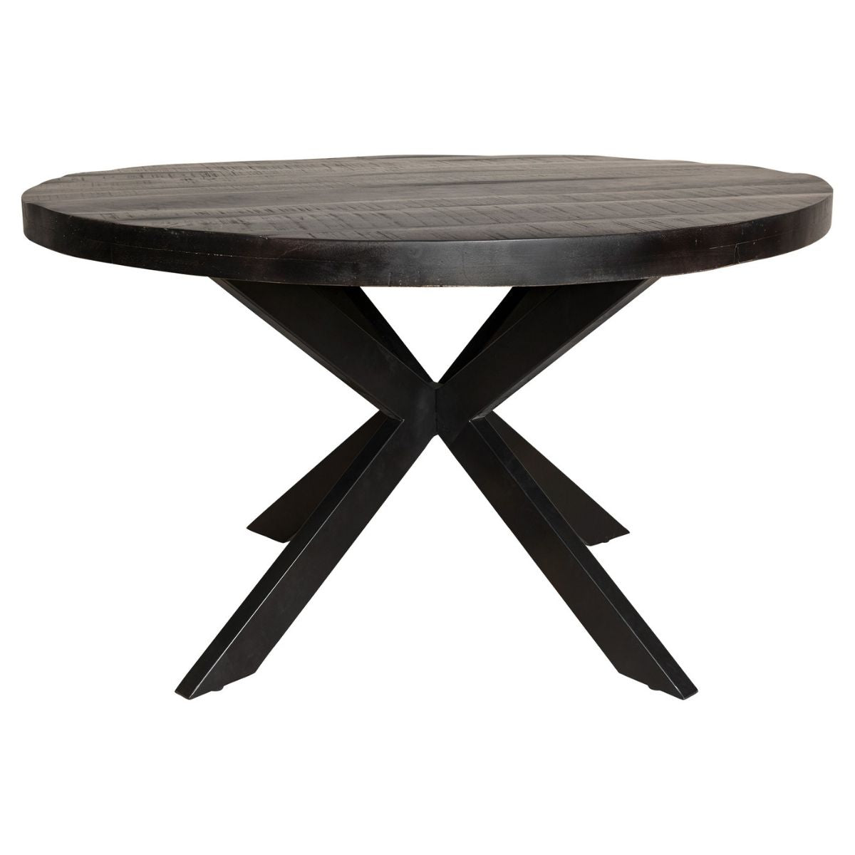 Ronde eettafel - Zwart - Mangohout - 140 cm - Matrixpoot