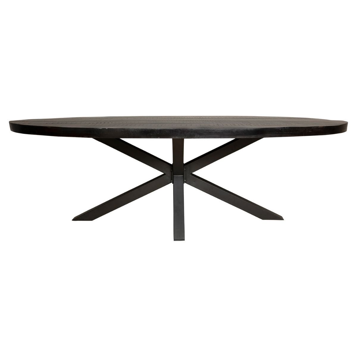Eettafel - Zwart - Mangohout - Metaal - 160 cm - Ovaal
