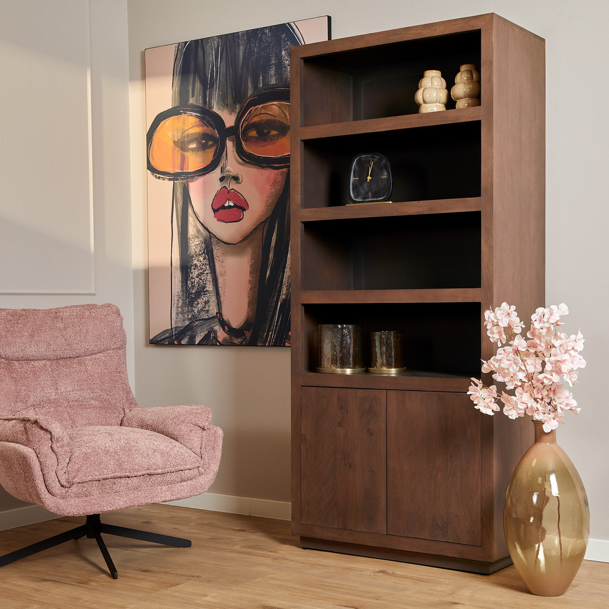 Vierkante Salontafel Walnoot Mangohout - 80 cm - Modern Blokdesign