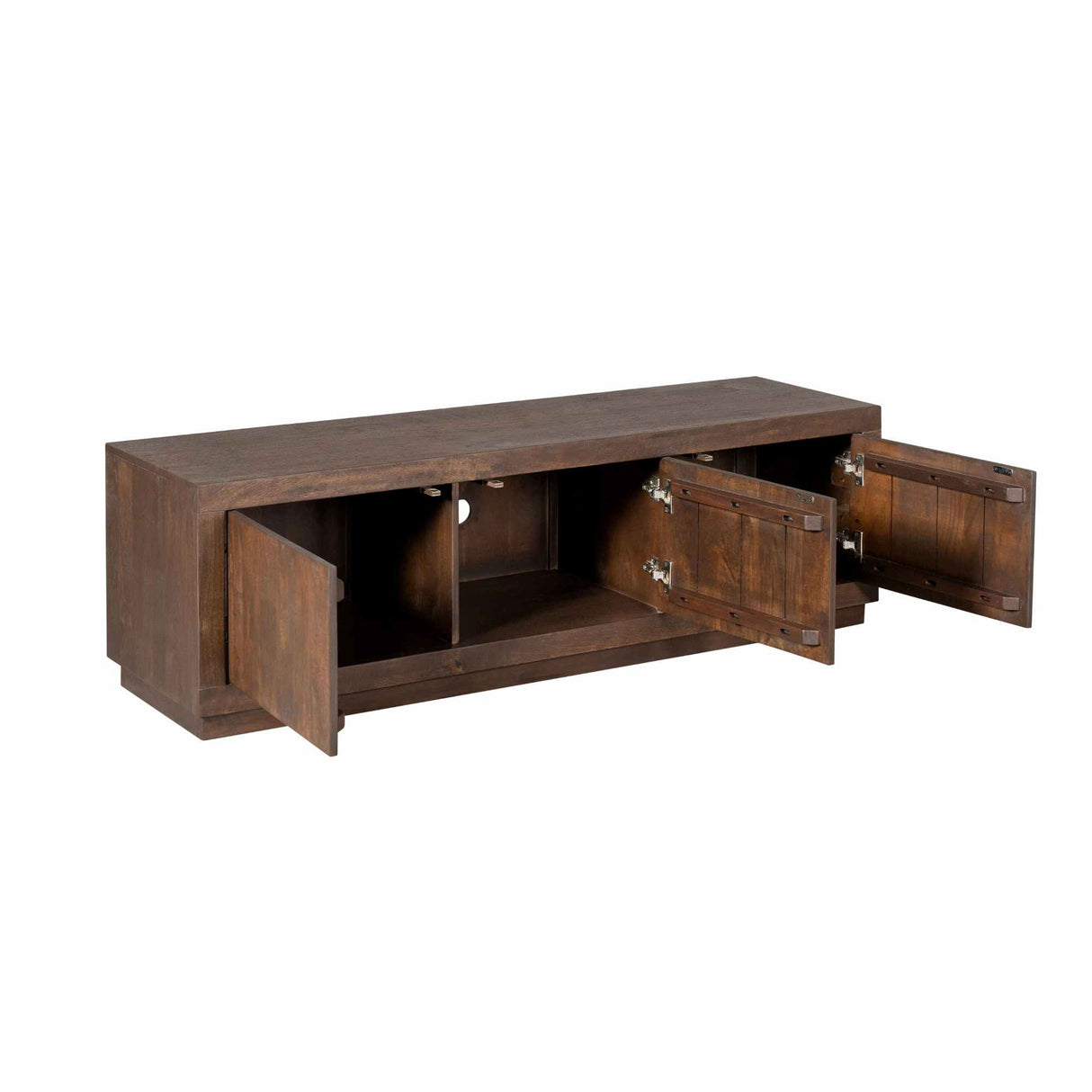 TV-meubel Brussel - Bruin Mangohout - 150 cm - Minimalistisch Design - 3 Deuren