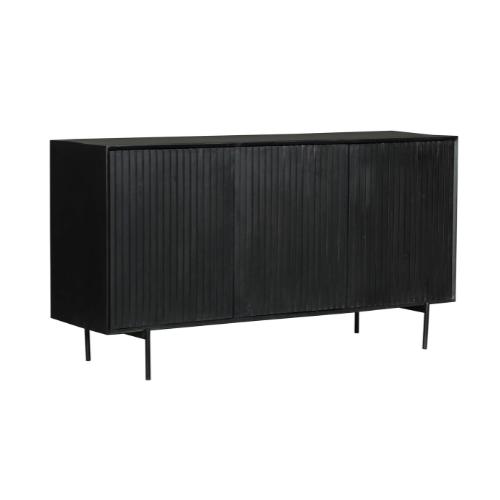 Dressoir - Zwart - Mangohout - 165 cm - 3 Deuren