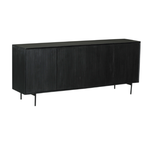 Dressoir - Zwart - Mangohout - 210 cm