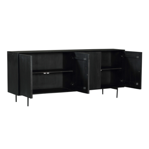 Dressoir - Zwart - Mangohout - 210 cm