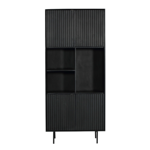 Vakkenkast - Zwart - Mangohout - 90 cm