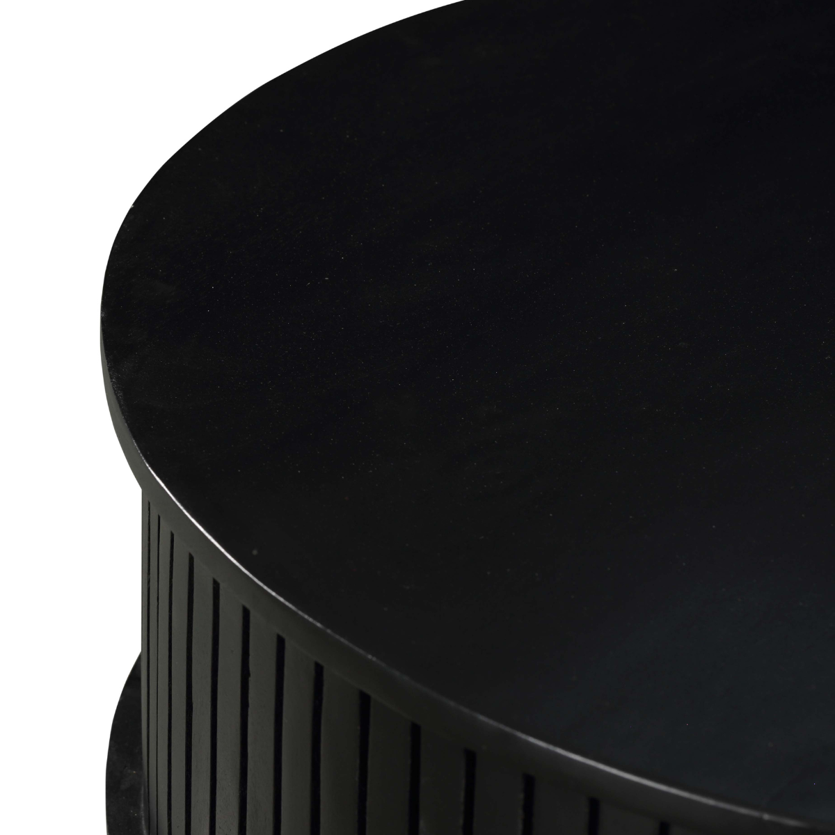 Salontafel - Rond - Zwart - Mangohout - 80 cm - 2 Lades