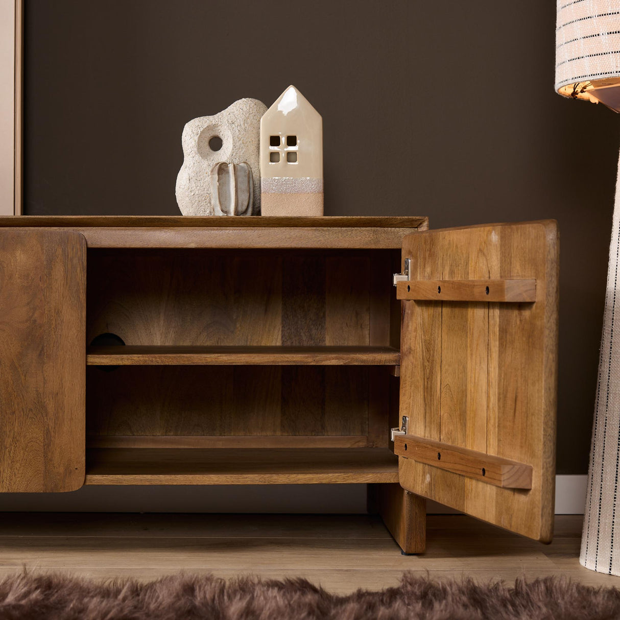 Modern Tv-meubel Naturel Mangohout - 200 cm - Minimalistisch Design