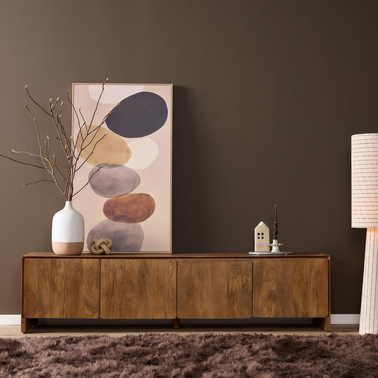 Modern Tv-meubel Naturel Mangohout - 200 cm - Minimalistisch Design